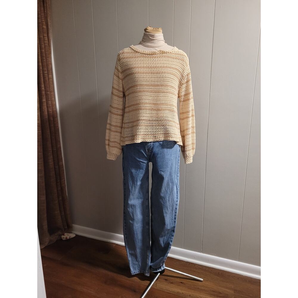 Lush - 100% Cotton Knit Women's Medium Knit Balloon Sleeve Pullover